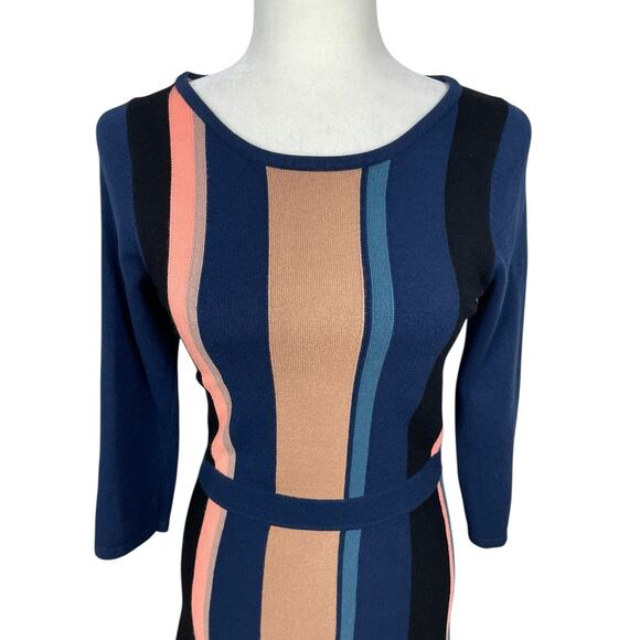 Boden Beatrice Color Block Striped Knit Sweater Dress Size 6R Chic Coquette - Picture 2 of 10